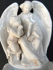 Antica acquasantiera in porcellana/Angelo custode - Seconda metà XIX secolo