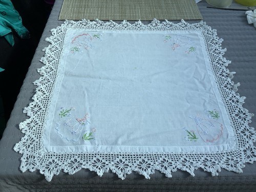 Crocheted embroidered centre - &,