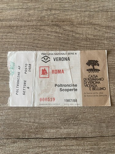 Verona roma 1987 biglietto - verona-roma, 1987/88