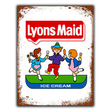 Insegna Lyons Maid Gelato Metallo Pubblicità Lolly Stile Retrò Vintage Targa Caffè Pub