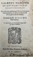 Cinquecentina 1586 — Valerio Massimo De’ detti e fatti notabili — Zaltieri