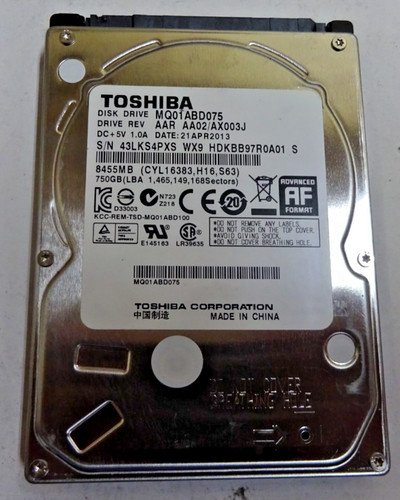 Toshiba mq01abd075 750 - toshiba,