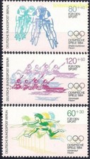Germania B 1984 Giochi Olimpici Ciclismo Canoa Atletica Bici Sportiva Set 3v MNH