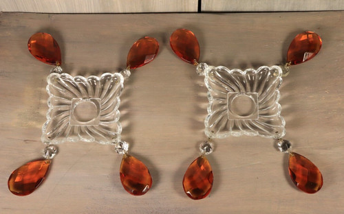 Coppia vintage cristalli ambra