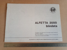 allegato al manuale uso manutenzione originale 1981 Alfa Alfetta 2000 blindata