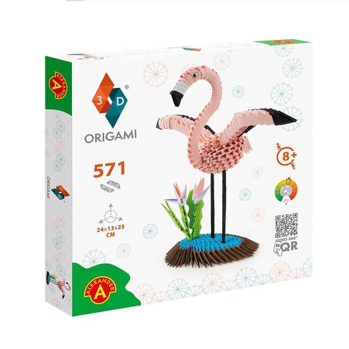 Origami flamingo - 3d,