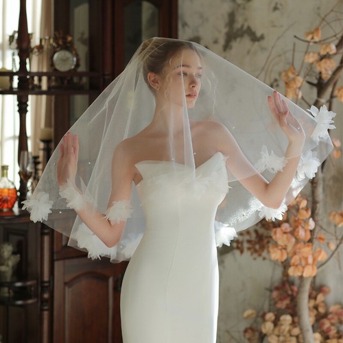 Velo sposa uno strato fiori - da,