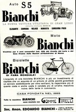 PUBBLICITA' 1929 AUTO BIANCHI S5  LUSSO MOTO VITTORIE MONZA LARIO  BICICLETTE