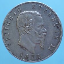 VITTORIO EMANUELE II 5 LIRE 1872 ROMA ARGENTO SILVER COIN belBB CURRENCY