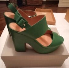 FAVOLOSE SCARPE DONNA SANDALO TACCO MONTZOI BRASIL VERO CUOIO VERDE SCURO+REGALI