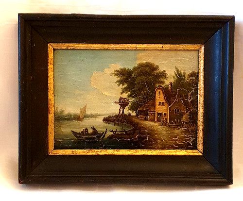 Quadro antico olio legno - olio, su
