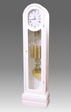 Orologio a Pendolo Colonna Pesi Ottone Legno Laccato Bianco Nuovo Made in Italy