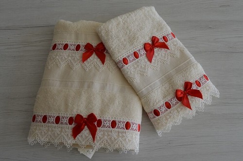 Set asciugamani spugna pizzo - asciugamani,