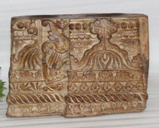 Antico di Legno Mughal Floreale Lavori Intaglio Colonna Colonnina Basamento
