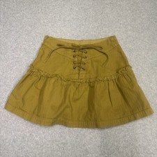 Free People minigonna donna taglia 2 Positano a strati stringata schiena kaki arricciata