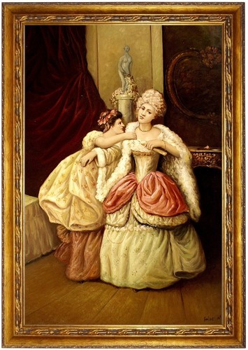 Quadro olio signore abiti - quadro,