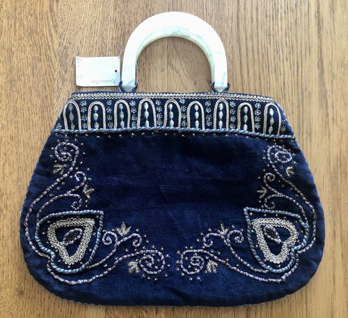 Borsa mano velluto blu - mano,