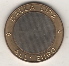 DALLA LIRA ALL'EURO GETTONE TOKEN BIMETALLICO (MM.28) #MD