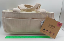 Cesto portaoggetti asilo bambino pannolino caddy organizer panna velluto a coste borsetta nuovo con etichette