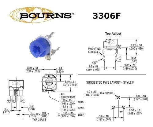 Bourns 3306f 100r trimmer a - 3306f,