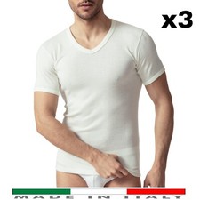 Maglia Intima Uomo Lana e Cotone Mezza Manica Corta Scollo V Invernale Termica