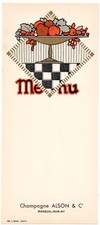 M3 - superbe menu ! CHAMPAGNE ALSON & Cie - MAREUIL sur AY - Art Déco