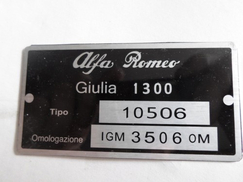 Targa alfa romeo plate - alfa, tipo