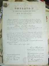 DOC. UMBERTO I° DECRETO NOTAIO IN BORZONASCA CHIAVARI 1890