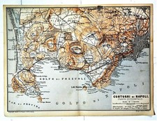 1895=Stampa Antica,Topografica:CONTORNI DI NAPOLI-POZZUOLI Wagner&Debes1:400000