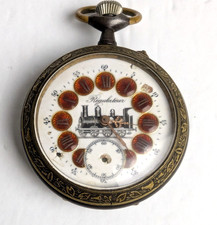 Enorme antico orologio da tasca regolatore locomotiva quadrante porcellana funzionante come da ritrovamento