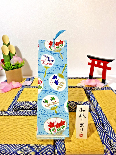 Japanese washi bookmark blue - japanese,