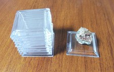 10 basette plastica trasparenti quadrate 4x 4 cm minerali conchiglie fossili