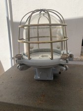 lampada sospensione Palazzoli ghisa ottone vetro Faro Navy lamp recupero navale