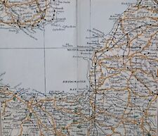 Antica cartina stradale del Somerset settentrionale del 1906. Weston Super Mare, Minehead, Bridgwater.