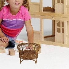 1:12 Casa Delle Bambole Sedia in Rattan Ornamenti Artigianali in Miniatura per