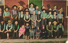 Amish Bambini A Scuola, Saluti Dalla Penna Cartolina Paese Olandese