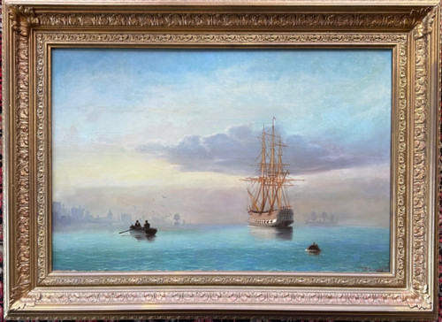Antico dipinto olio paesaggio