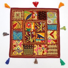 Copricuscino etnico indiano fatto a mano decorazione casa federe divano patch...