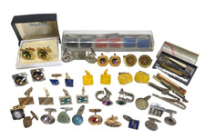 Grande lotto gemelli fermacravatte originali vintage URSS scatola plastica so...