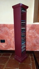 Torre porta CD o DVD 60 posti - Legno massello rosso