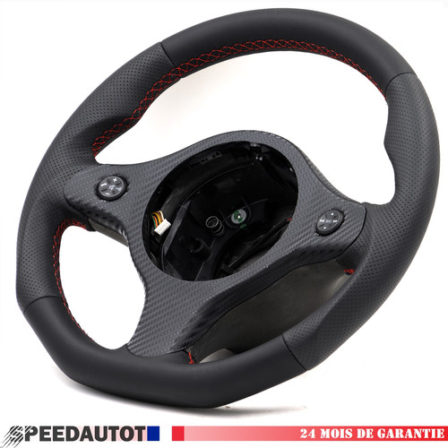 Volant cuir noir - , aplati
