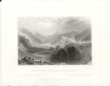 MONT-DAUPHIN E CHAMPCELLAS , VALLE DURANCE , di Bartlett, incisione ,1836