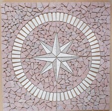 90x90 cm Rosone mosaico in marmo ROSSO rosa dei venti 