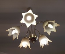 Lampadario Provenzale 8 luci in Ottone e Vetro 