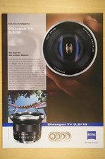 Scheda tecnica Carl Zeiss Distagon T* 3,5/18 prospetto ZE, ZF.2, ZF, ZK / 2 varianti