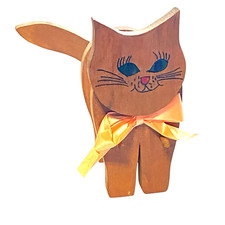 Wooden cat book rack - book,