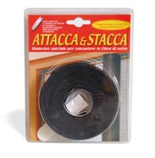 Nastro biadesivo velcro attacca e stacca per zanzariere rete fibra e alluminio