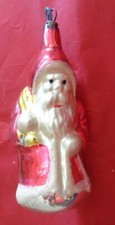DECORAZIONE NATALIZIA NATALE VETRO BABBO RARA VINTAGE ANNI '50 NOEL TOY GLASS GR