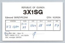 Ham Radio QSL 3X1SG Guinea