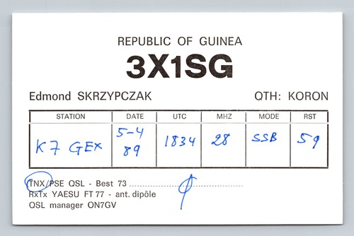 Ham radio qsl 3x1sg guinea - ham,